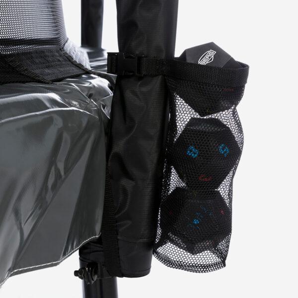 BERG Levels clip-on storage bag attached to a trampoline