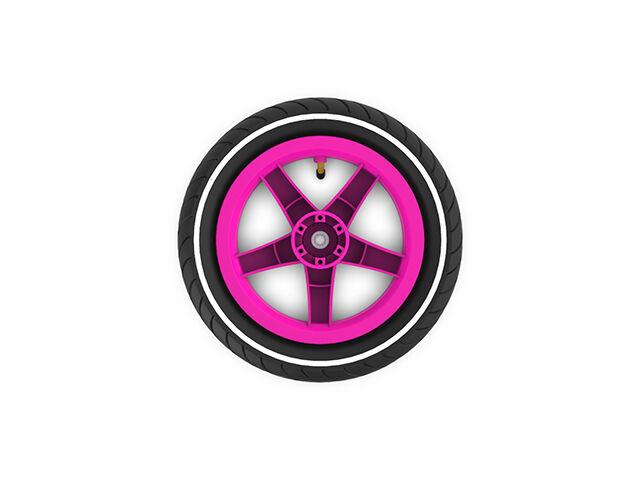 Wheel pink 12.5x2.25-8 slick (white striping) traction