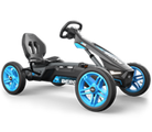 BERG Rally go-kart in black with blue accents and sporty wheels