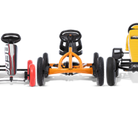 Three BERG go-karts in different sizes and models, from small to large