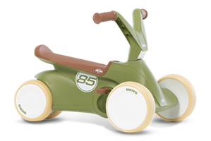 Green BERG GO² ride-on car with pedals and retro design